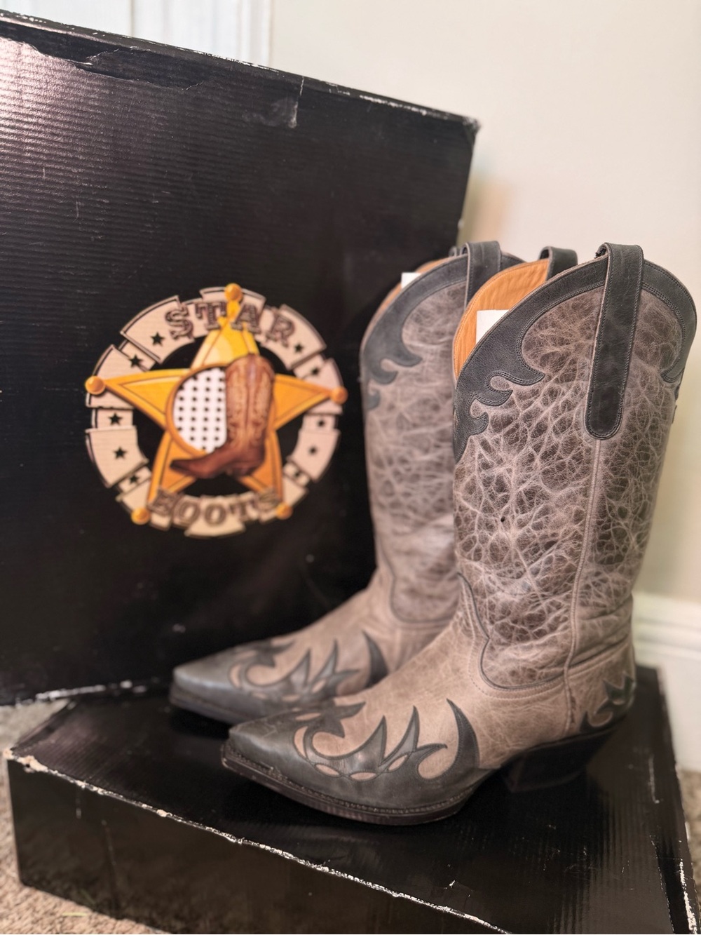 Star Boots Grey Mulan Wingtip Cowboy Boots Men’s 8D